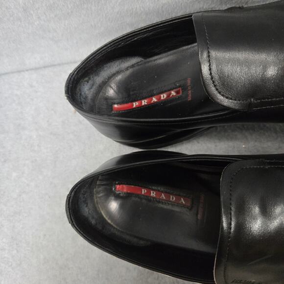 Prada Sport Black Leather Loafers Size 11 - Picture 10 of 10